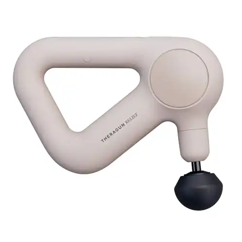 TheraGun Relief Handheld Percussion Massage Gun - Easy-to-Use, Comfortable & Light Personal Massager for Every Day Pain Relief Massage Therapy in Neck, Back, Leg, Shoulder and Body (Sand)