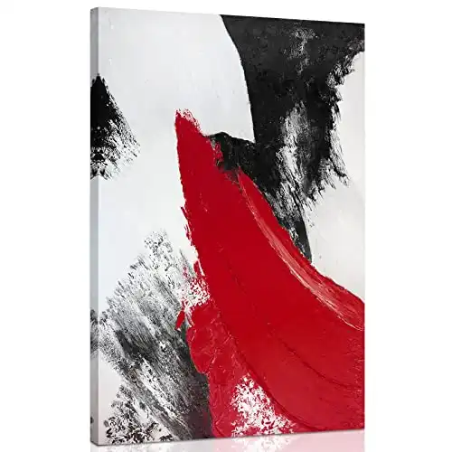 Red and White Abstract Canvas Wall Art