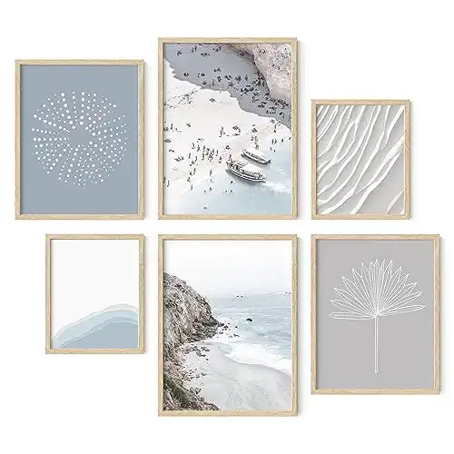 HAUS AND HUES Beach Pictures Wall Art - Framed Nature Pictures, Coastal Wall Art, Beach Pictures Wall Art Framed, Ocean Posters, Nature Scene Pictures, Beachy Pictures (with Beige Frame)