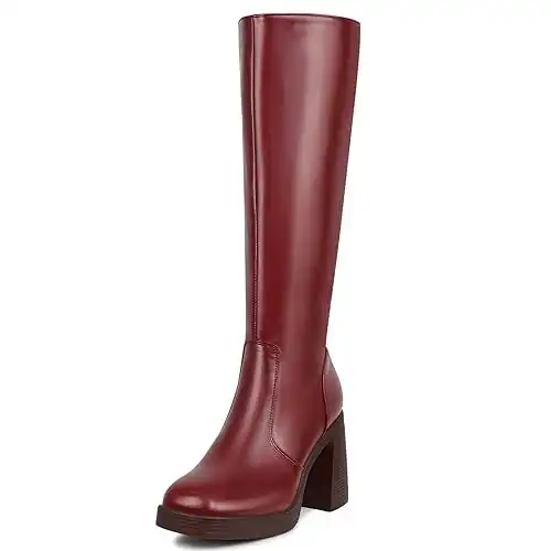 Women Square Toe Chunky Block Heeled Boots