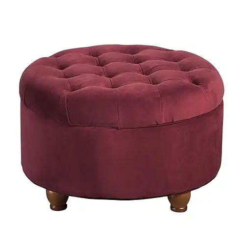 Red Round Storage Ottoman