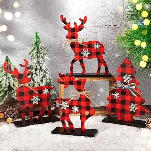 Wooden Reindeer Christmas Tabletop Decorations