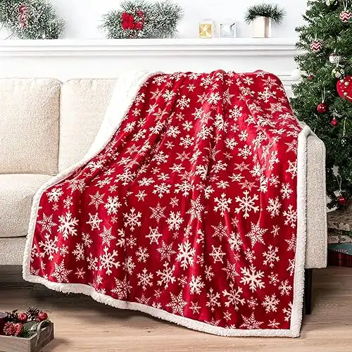 Red Snowflake Throw Blanket