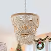 Shabby Chic Farmhouse Decor: Everything You Need to Know 8 Distressed white wood bead chandelier with rope details